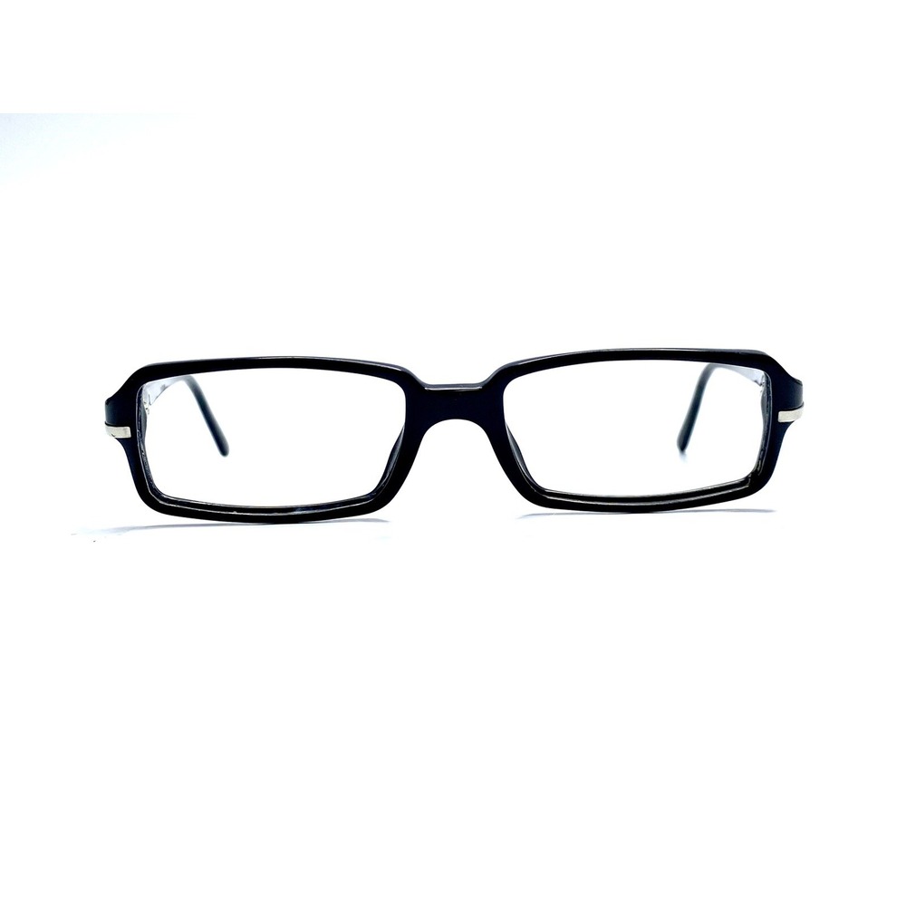 Prada Black Silver Rectangular Glasses Italy VPR16 F 1AB-1O1 51 17 140